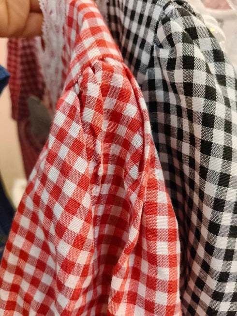 Summer Gingham Cute Crop Lace Detail Tops